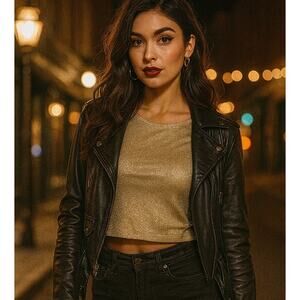 Generation Love Luxe Metallic Gold Shimmer Crop Top XL Party Quiet Luxury Glam